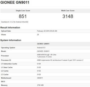 Gionee Elife S8 spotted on Geekbench running the Helio P10 SoC Image 1 Naija Tech Guide