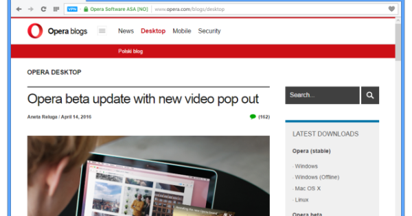 opera web browser vpn