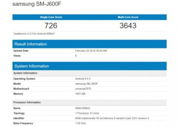 Galaxy J6 Geekbench