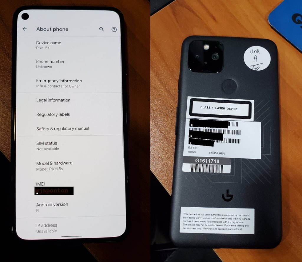 Leaked Live Shots of the Google Pixel 5 reveals its Design and the Pixel 5s Moniker