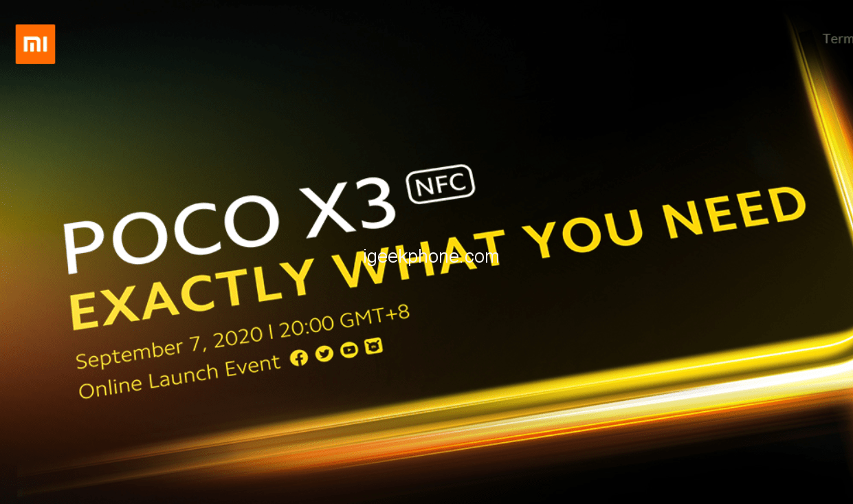 POCO X3 NFC to Launch on September 7