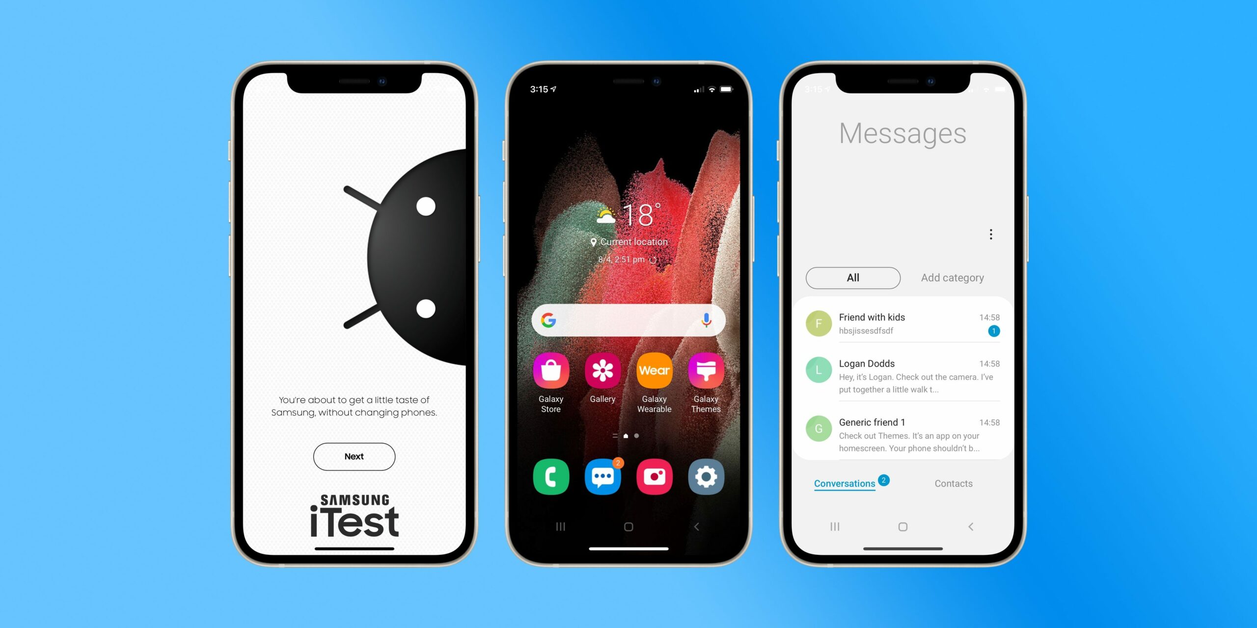 Samsung allows you transform your iPhone to a Samsung Android with iTest