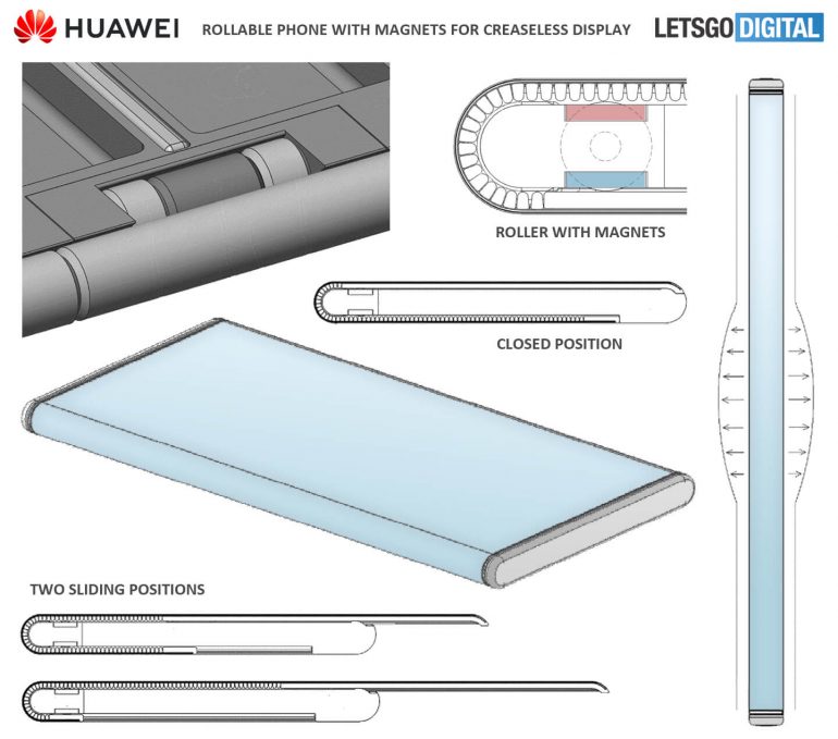 Huawei patents phone design with rollable screen