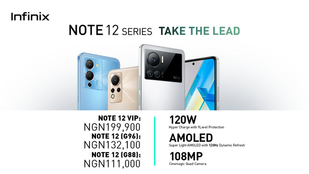 Infinix Note 12 VIP, Note 12 G96, Note 12 G88 Price in Nigeria
