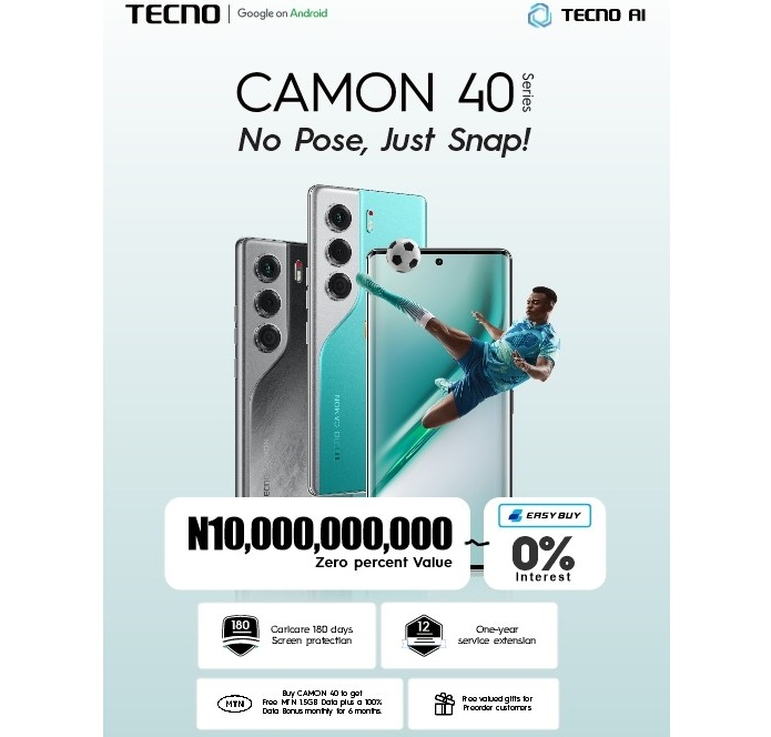 Buy Tecno Camon 40 Now, Pay Later with 0% Interest