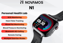 Novamos N1 Smartwatch features ECG Monitoring and Blood Glucose Tracking