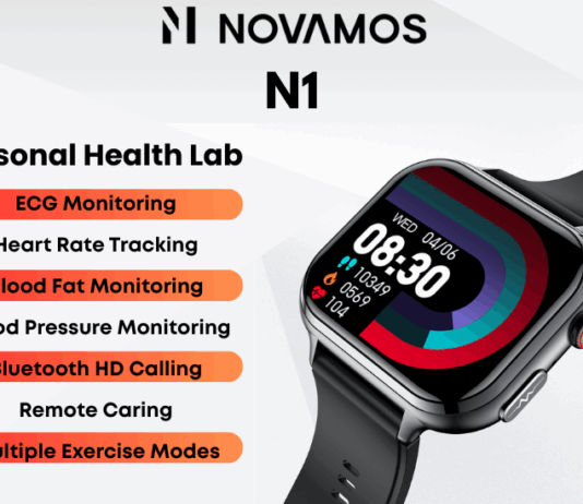 Novamos N1 Smartwatch features ECG Monitoring and Blood Glucose Tracking