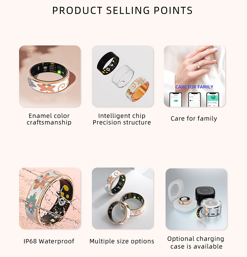 Novamos R2 Floral Enamels Smart Ring – Balanced Health Tracking with Elegant Design 1 Novamos R2 Floral Enamels Smart Ring Features