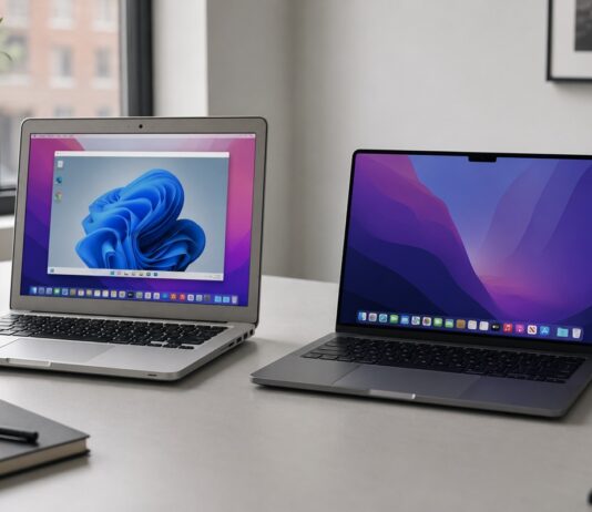 Two laptops on a desk