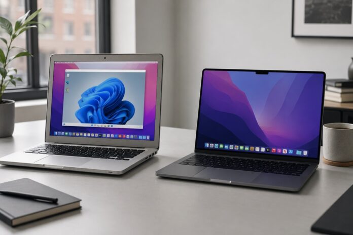 Two laptops on a desk
