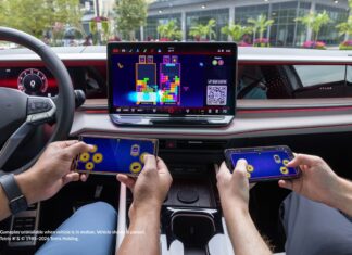 Is Your Next Car a Game Console? Inside the Rise of In-Car Gaming Two people playing Tetris with AirConsole In-Car Gaming in a Volkswagen Atlas